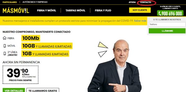 Teléfono Atención al Cliente MÁSMÓVIL 